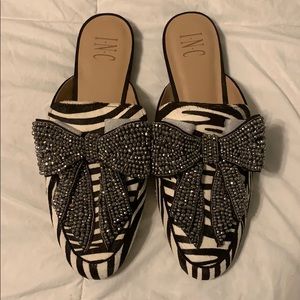INC Bow Zebra Shoes Slides size 10 NEW